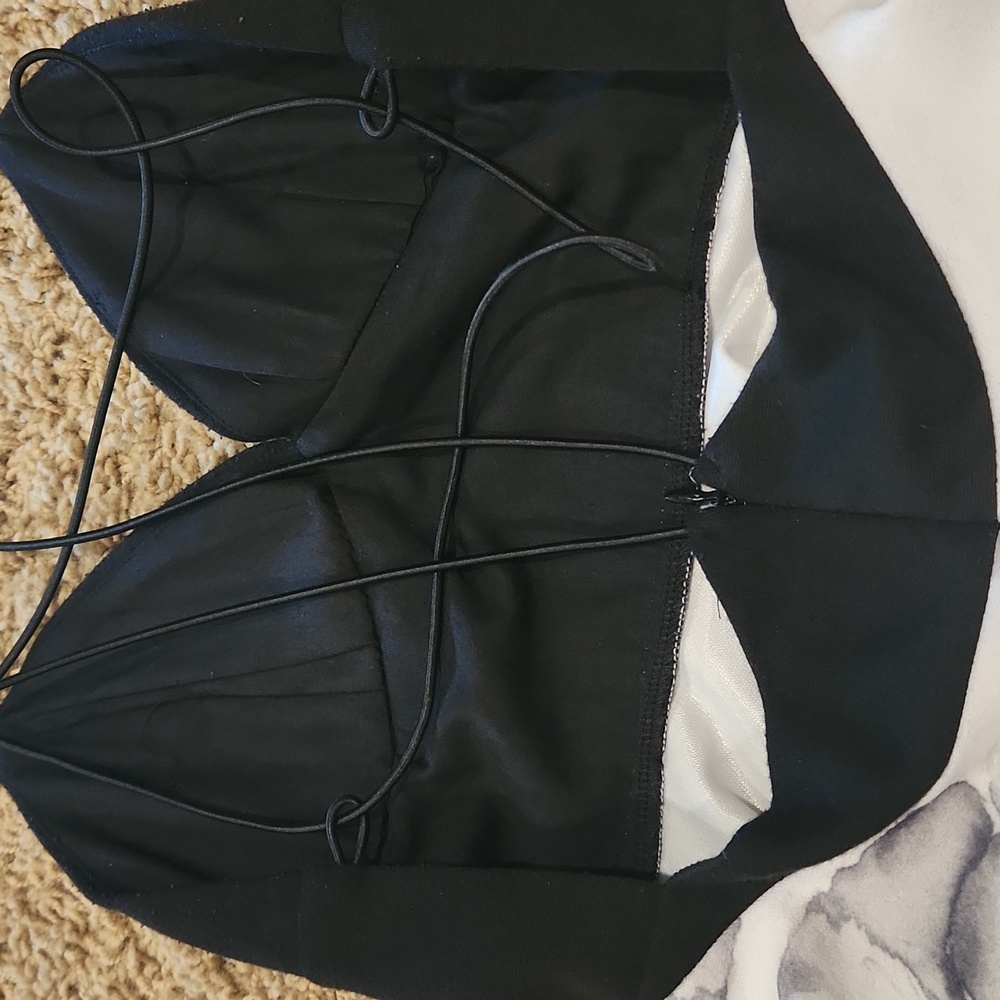 Black and white floral spaghetti trap formal dress by L'ATISTE - Picture 9 of 11